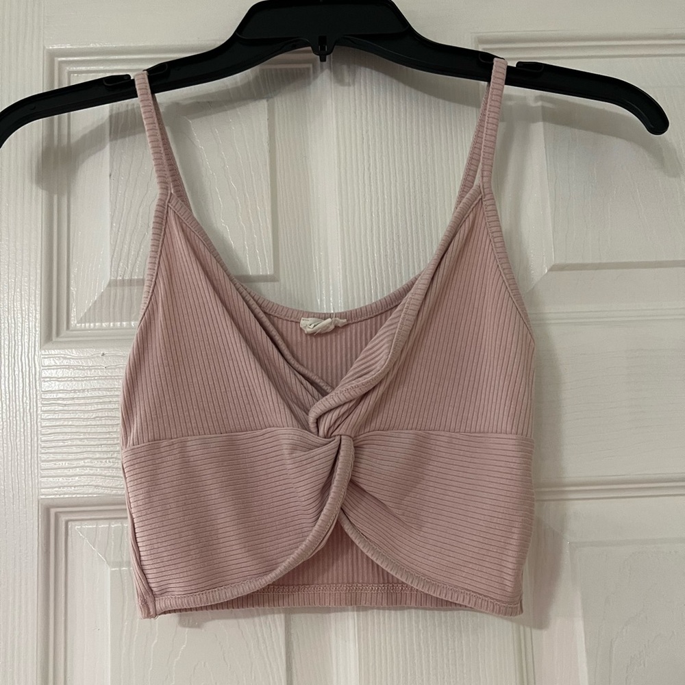 Garage Front Knot Crop Top - Light Pink
